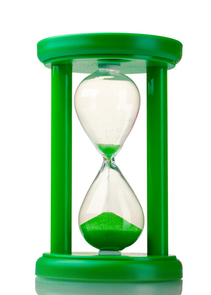 Green hourglass isolated on white - Photo, Image