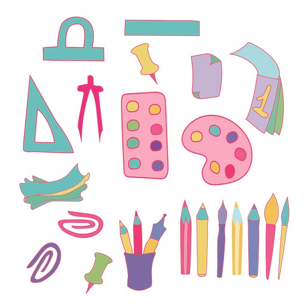 School set of objects - Vector, Image