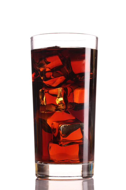Glass of cola with ice isolated on white - Фото, зображення
