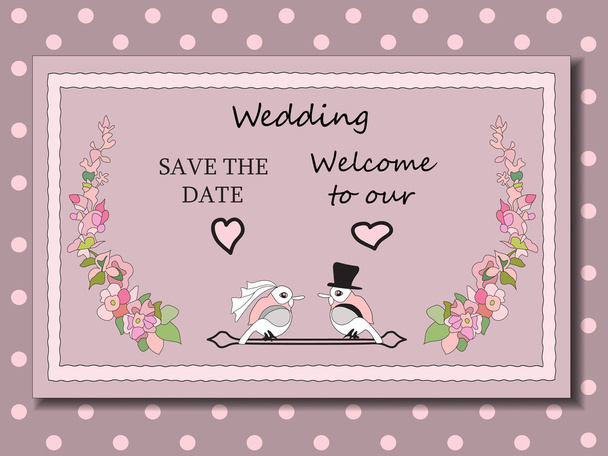 Tarjetas elegantes con elementos decorativos y flores. Se puede utilizar para invitaciones de boda, tarjetas de cumpleaños. Diseño vintage
 - Vector, imagen