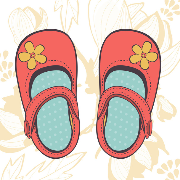 Illustration of beautiful baby girl shoes - ベクター画像