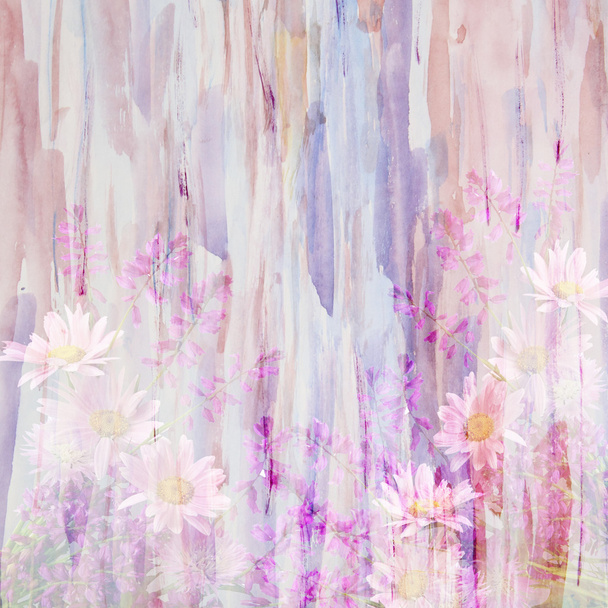 Soyut bir suluboya resim kır çiçekleri - flor ile kombine - Fotoğraf, Görsel