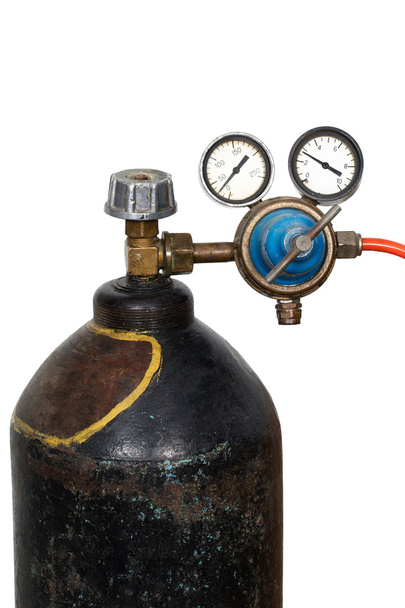 Gasdruckregler mit Manometer (isoliert)) - Foto, Bild