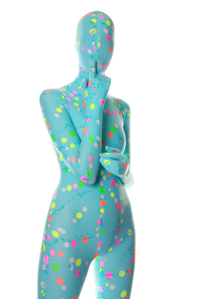 φωτεινό catsuit zentai ύφος αντιδραστική πιτζάμες uv - Φωτογραφία, εικόνα