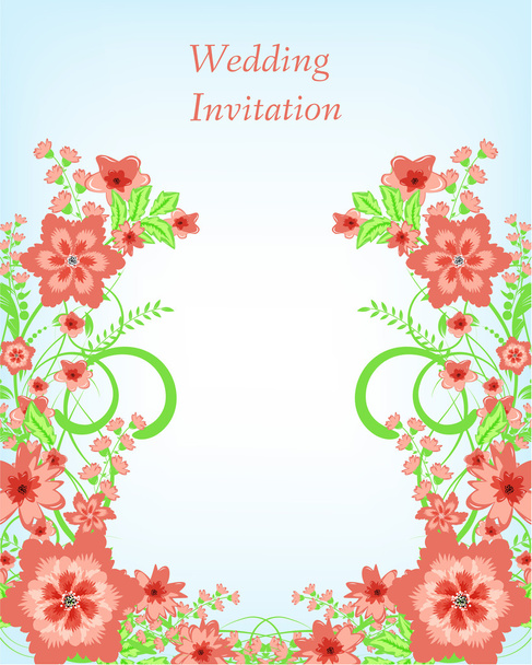 Biglietto d'invito di nozze con fiori rossi
 - Vettoriali, immagini