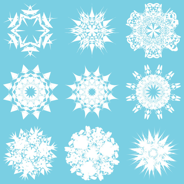 conjunto de copos de nieve blancos - Vector, imagen