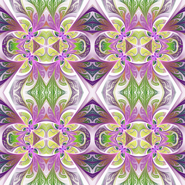 Συμμετρική λουλούδι μοτίβο στο ύφος του βιτρό. Πράσινο - Φωτογραφία, εικόνα
