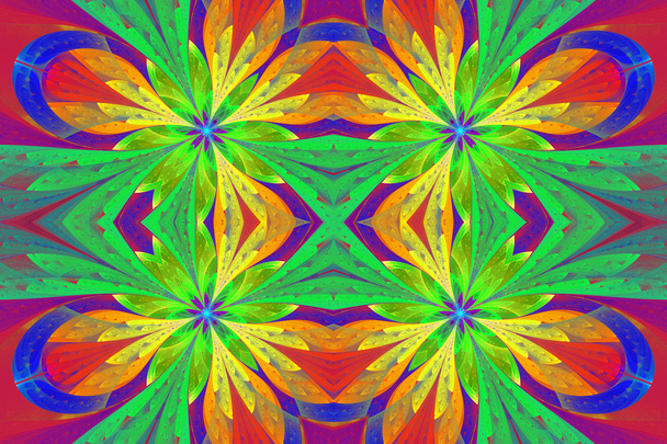 Multicolored symmetrical pattern in stained-glass window style o - Photo, Image