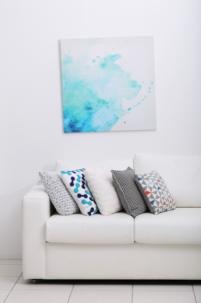 Sofa with colorful pillows - Foto, Imagen