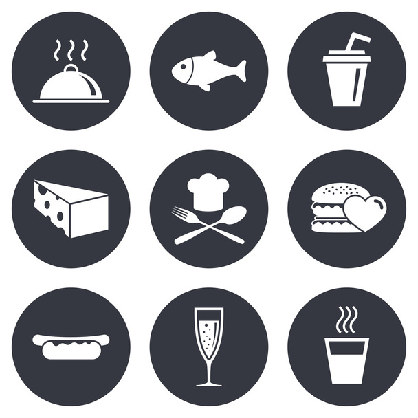 Food, drink icons - Vector, afbeelding