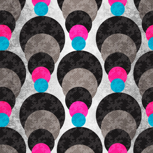 colored circles on a gray background with illumination. Seamless geometric pattern. grunge effect. - Vektor, kép