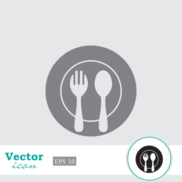 Tenedor y cuchara icono - Vector, Imagen