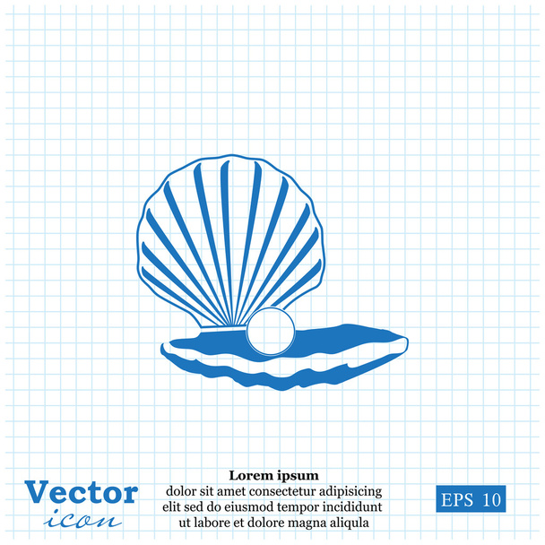 pearl in coquille icon - Vector, Image