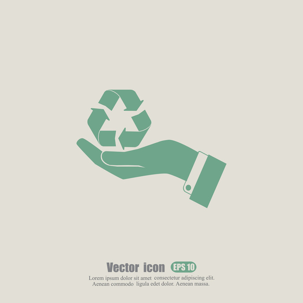 χέρι κρατάει πινακίδα ανακύκλωσης - Διάνυσμα, εικόνα