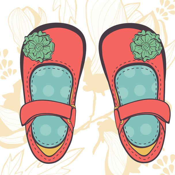 Illustration of beautiful baby girl shoes - Διάνυσμα, εικόνα
