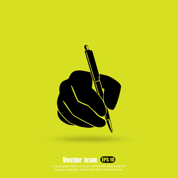 pen in human hand icon - Vector, Image