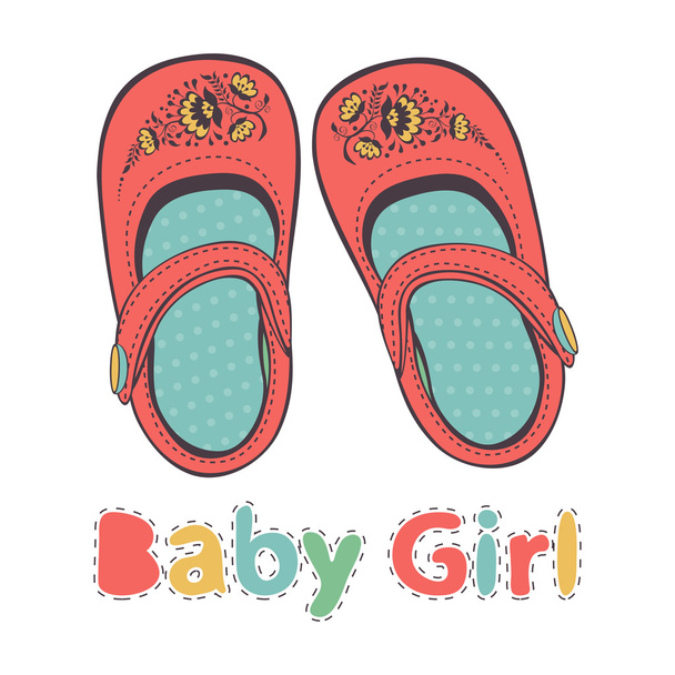 Ilustração de belos sapatos de bebê menina - Vetor, Imagem