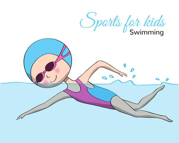 Children's sports. Swimming. - Vector, Image