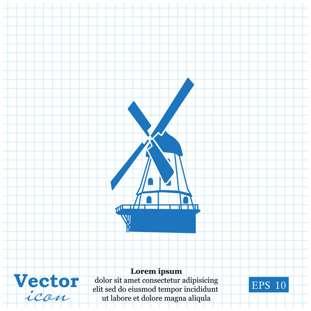 oude molen pictogram - Vector, afbeelding