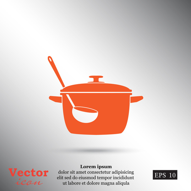 cooking pot and ladle icon - Vector, Image