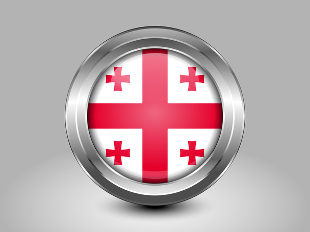 Vlag van Georgië. Metalen ronde pictogram - Vector, afbeelding