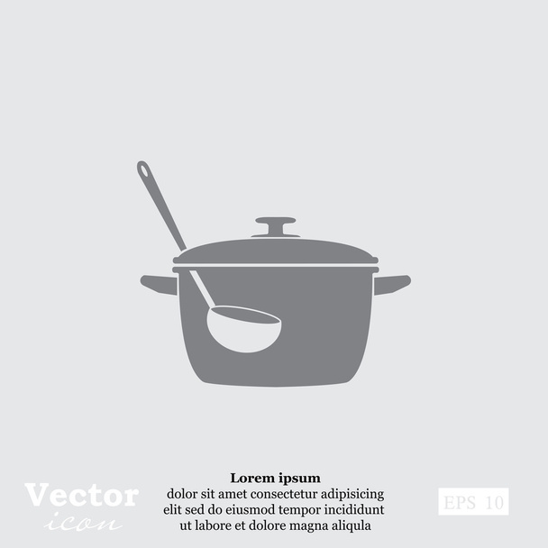 ícone de panela e concha de cozinha
 - Vetor, Imagem