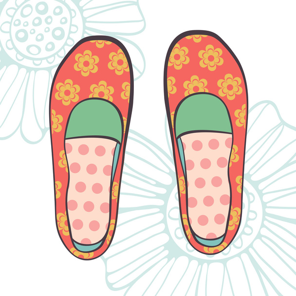 An illustration of fashionable girl shoes - Vetor, Imagem