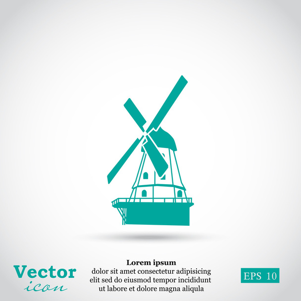 viejo icono del molino de viento
 - Vector, Imagen