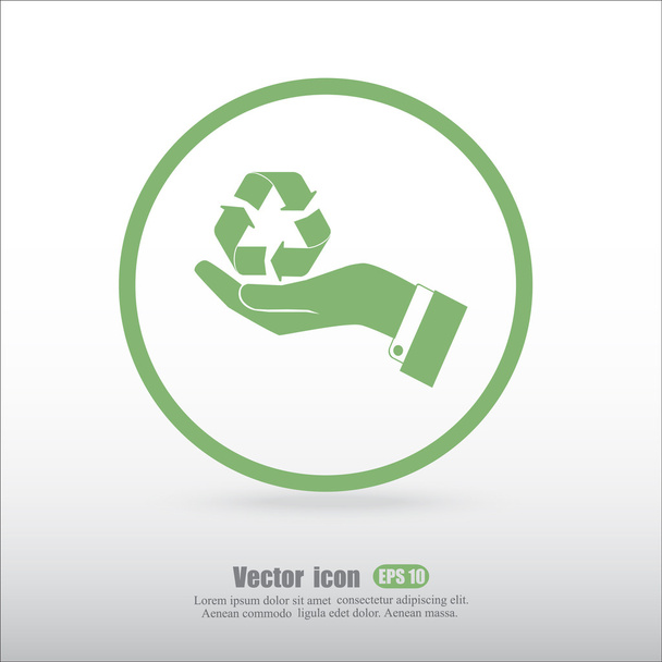 Mano sosteniendo el cartel de reciclaje
 - Vector, imagen