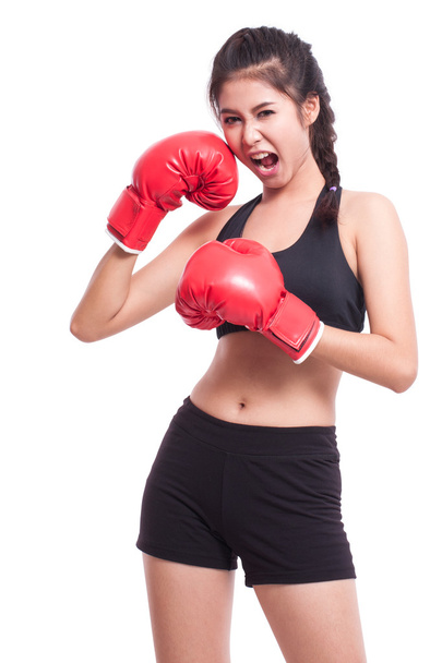 Fitness woman wearing boxing gloves - Foto, immagini
