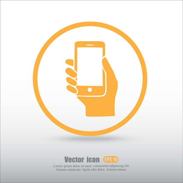Teléfono móvil en icono de la mano
 - Vector, imagen