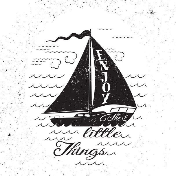 Enjoy the litttle things. Hand drawn inspirational poster. - Vector, Image