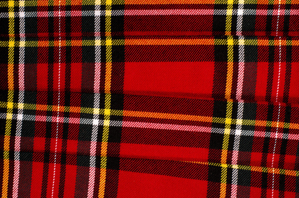 Scottish tartan pattern. Red plaid print as background. - Fotoğraf, Görsel