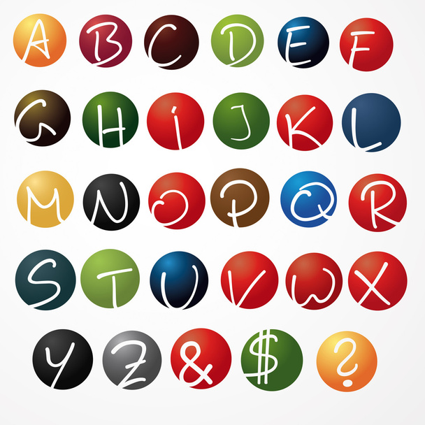 αλφάβητο abc παιδιά του σχολείου µαθαίνουν βασικά γράμματα λογότυπο εικονίδιο κυκλική περιοδικό set συλλογή - Διάνυσμα, εικόνα
