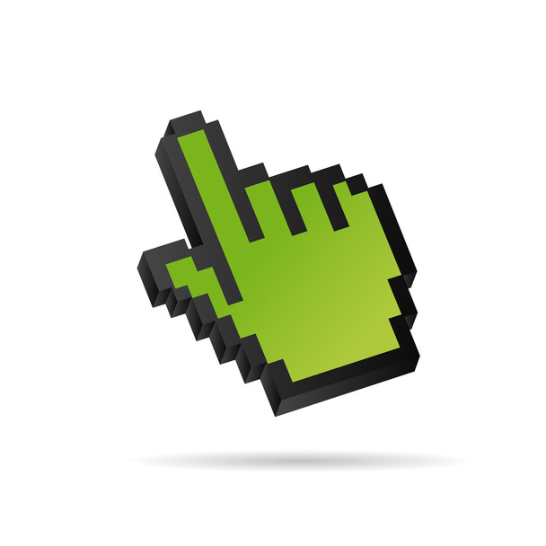 Green Pixel 3D Vector Mouse cursor Hand - Vector, Image