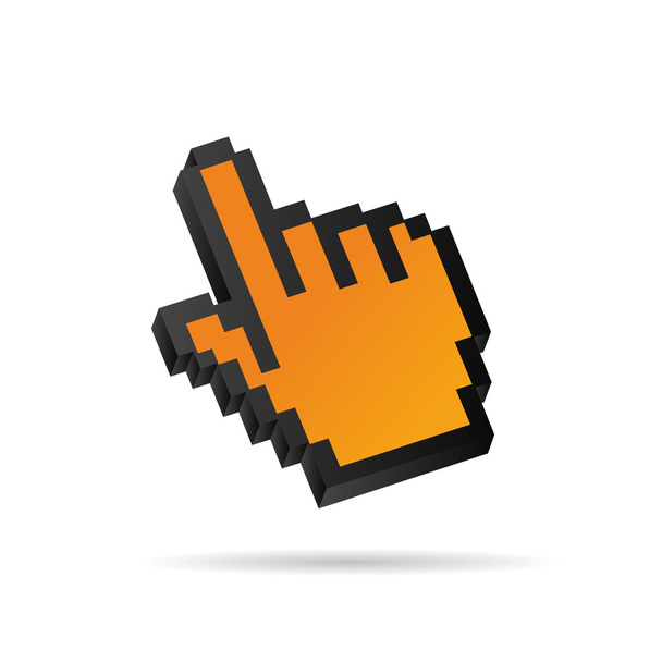 Orange Pixel 3D Vector Mouse cursor Hand - Vector, Image
