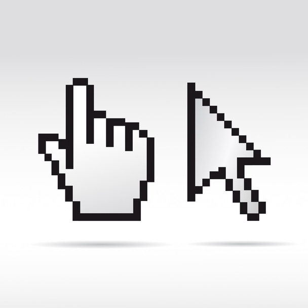 zwart-wit pixel 3D-vector muis cursor hand set - Vector, afbeelding