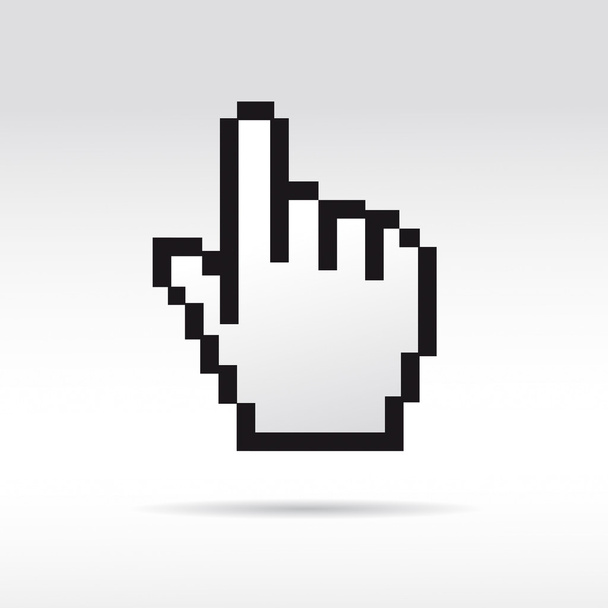Fekete-fehér Pixel 3d Vector egérmutató kéz - Vektor, kép