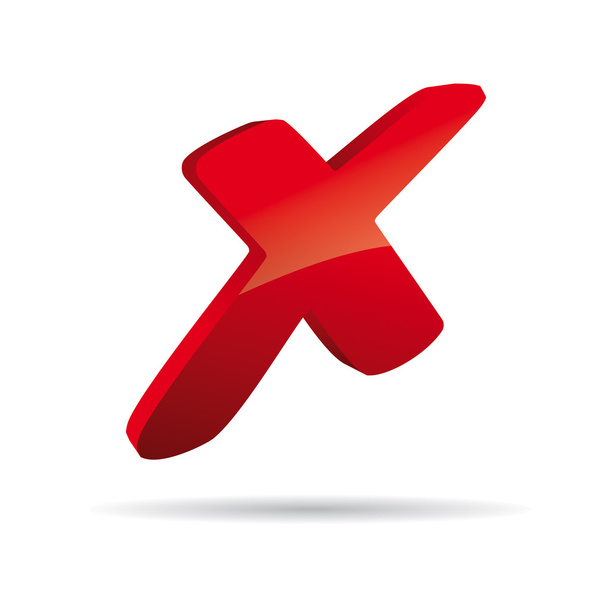 3D vector piros X jel ikon cross - Vektor, kép