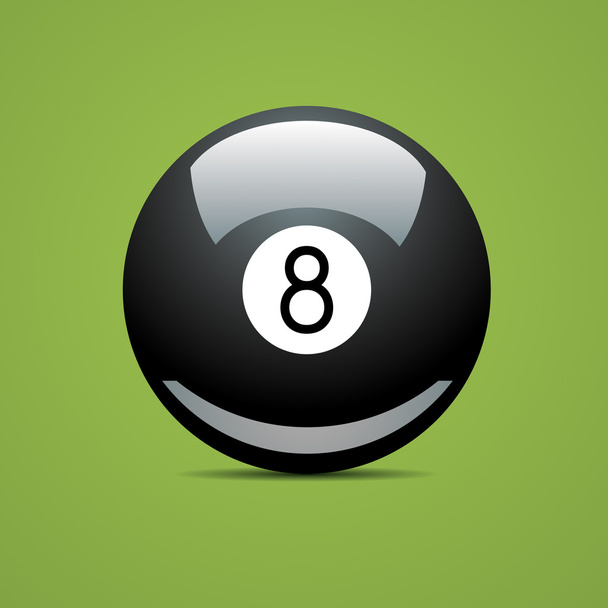 Full Billiard ball number eight 8 Sport pool Game hobby cue restaurant table green - Vector, Imagen