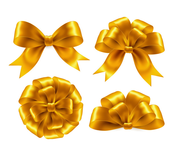 Golden Bow, Isolated On White Background, Vector Illustration - Vector, Image