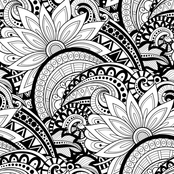 Monochrome Abstract Floral Pattern - Διάνυσμα, εικόνα