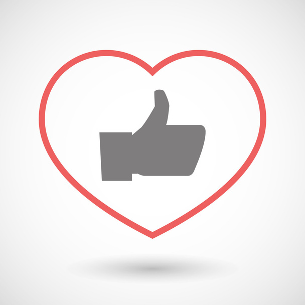 Line heart icon with a thumb up hand - Vector, Image
