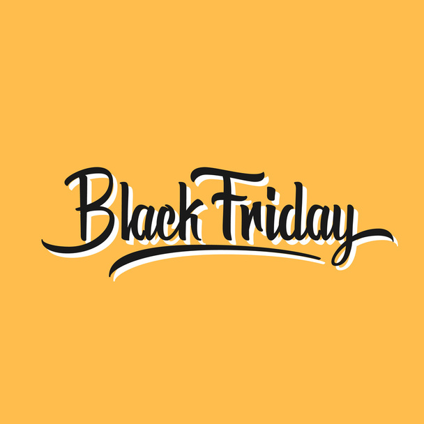 Black Friday Vector Hand Lettering Illustration. On Yellow Background - Vector, Image