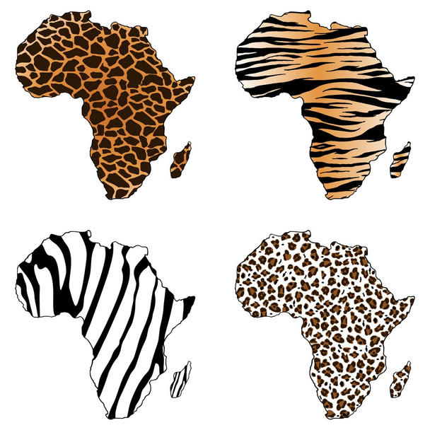 Afrika, Afrikakarte mit Tierabdrücken - Vektor, Bild
