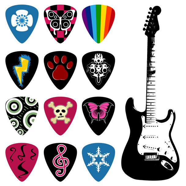 Pick and guitar icon set - Vecteur, image