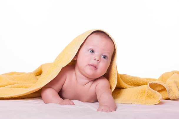 Cute happy baby in towel - Foto, Imagem