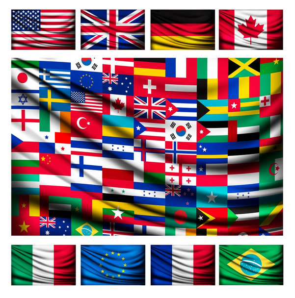 Grote vlag achtergrond gemaakt van wereld land vlaggen. Vector. - Vector, afbeelding