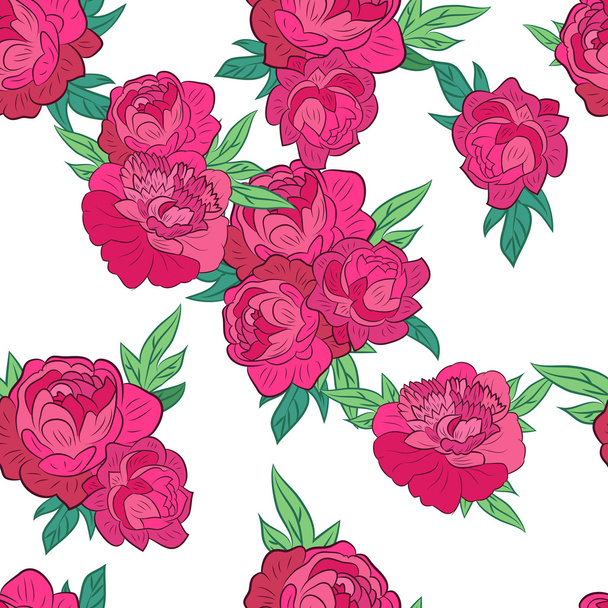 Seamless pattern with pink peonies - Vetor, Imagem