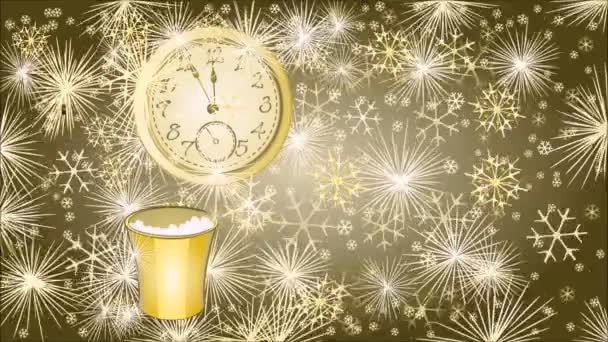 Happy New Year background with clock video - Footage, Video